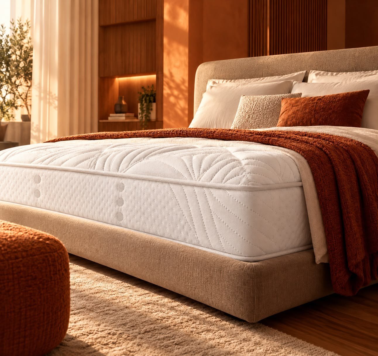 Cama y colchón de lujo con tela acolchada jacquard Goldtex Colombia