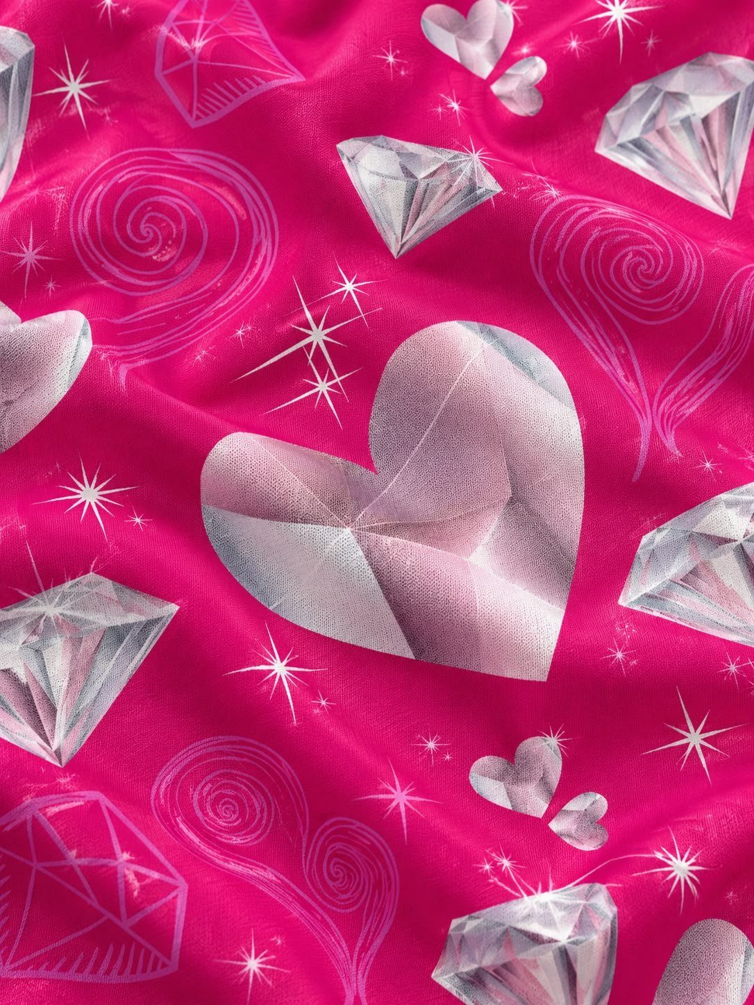 Tela lencería diamantes fucsia brillante Goldtex